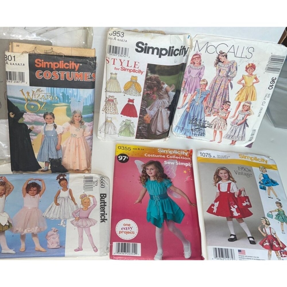 Sewing Patterns Costumes for Girls Dresses Dance Princess Halloween Lot of 6 Cut - Picture 2 of 7